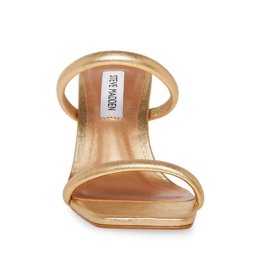 Sandalias Tacones Steve Madden Joy Cuero Mujer Doradas | ES BP2814